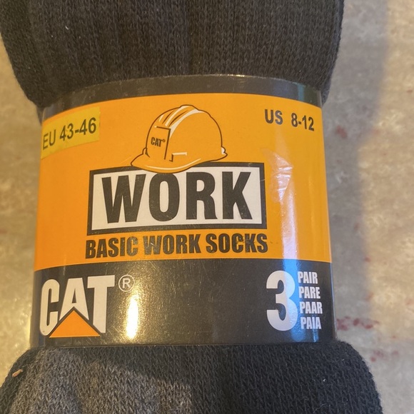NWT CAT (Caterpillar) 3 pack Mens work socks black. Size 8-12 - Picture 2 of 9